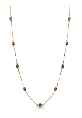Oval Shape Blue Sapphire By The Yard Necklace