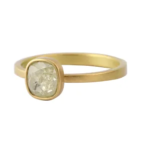 Pale Butter Yellow Diamond Cushion Ring