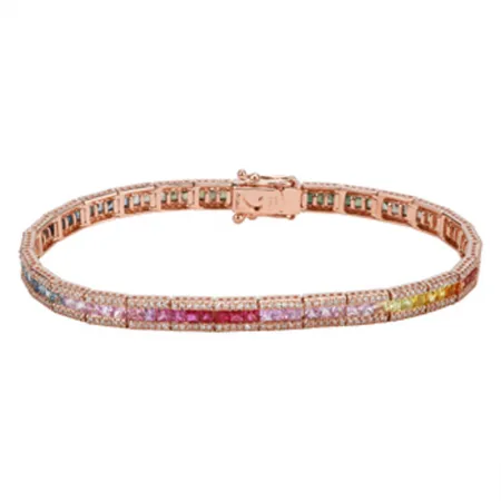 Pave and Gemstones Tennis Bracelet