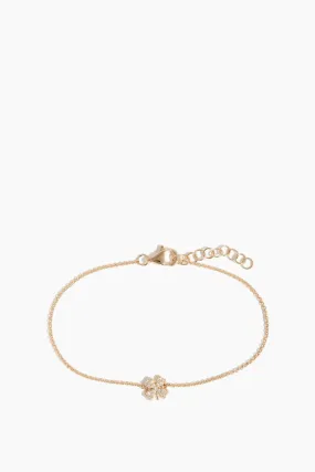 Pave Clover Chain Bracelet in 14k Yellow Gold
