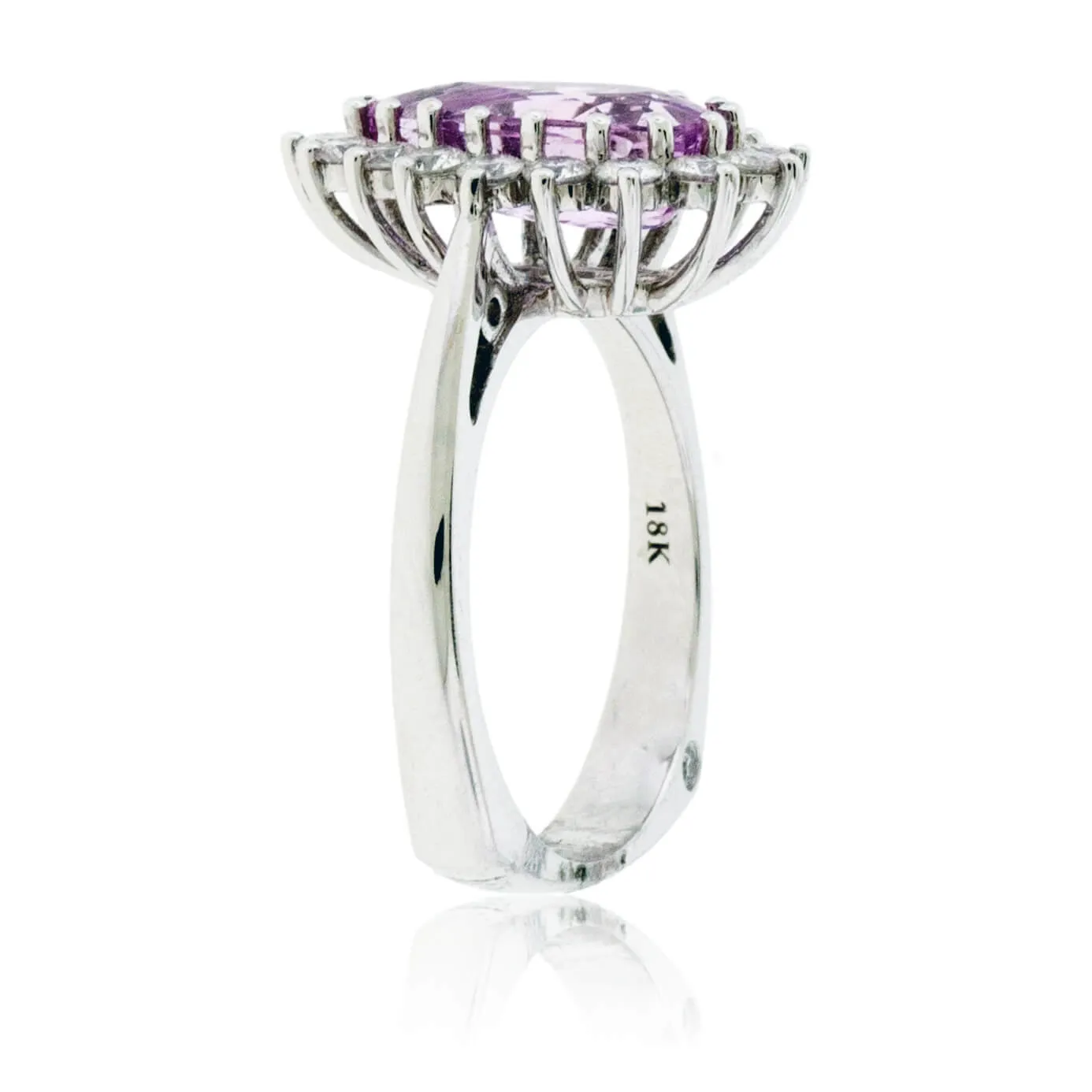 Pear Pink Sapphire with Diamond Classic Halo Ring