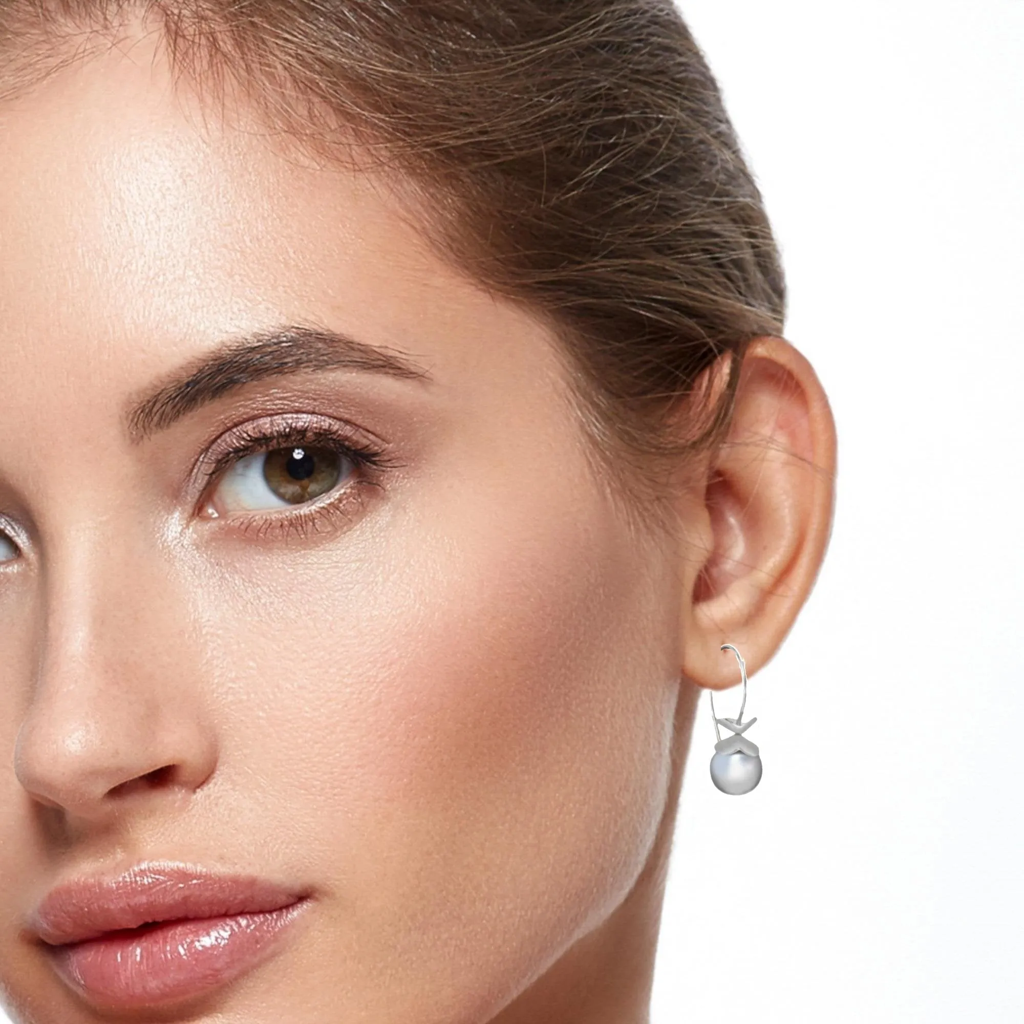 Petite Ruffle© Gray Freshwater Cultured Pearl Earrings In Sterling