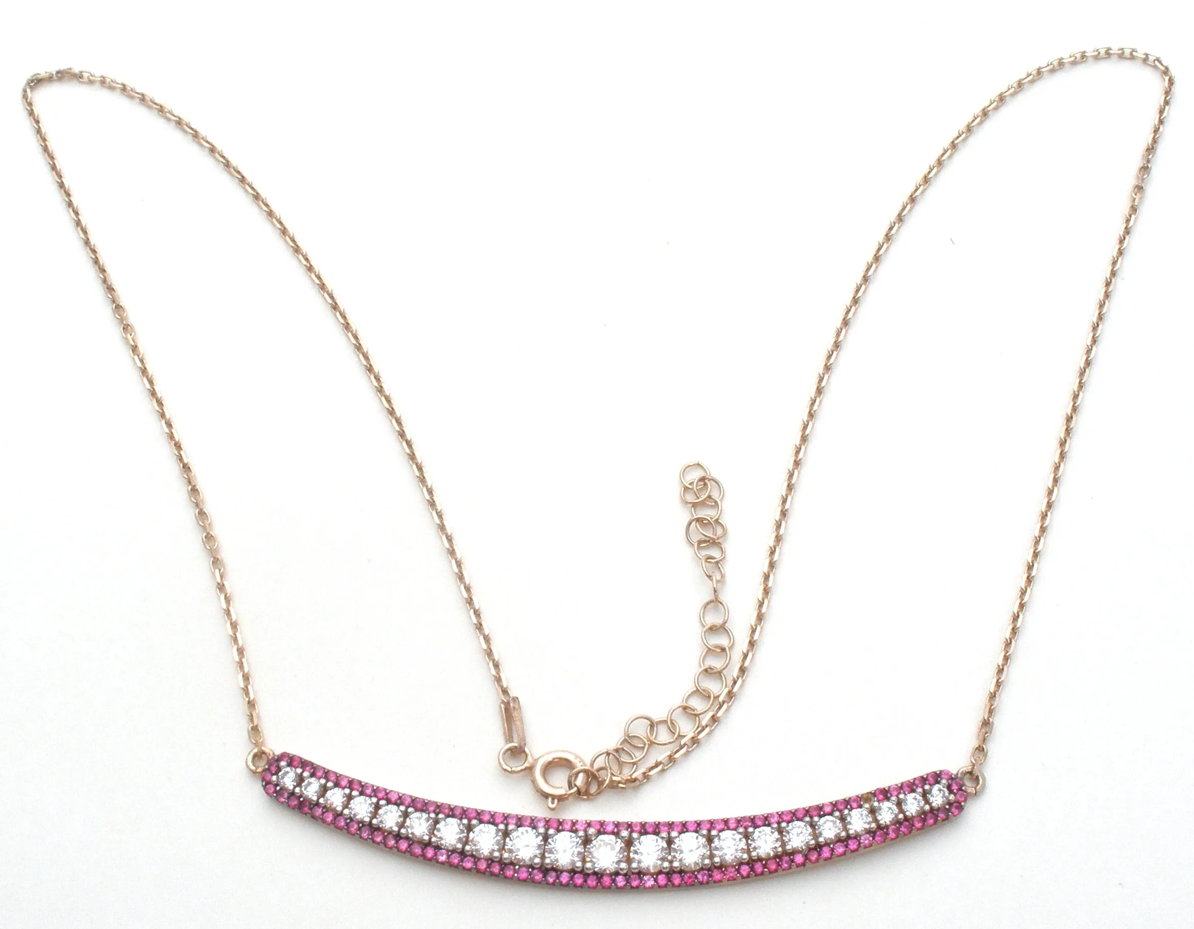 Pink & White Sapphire Vermeil 925 Necklace