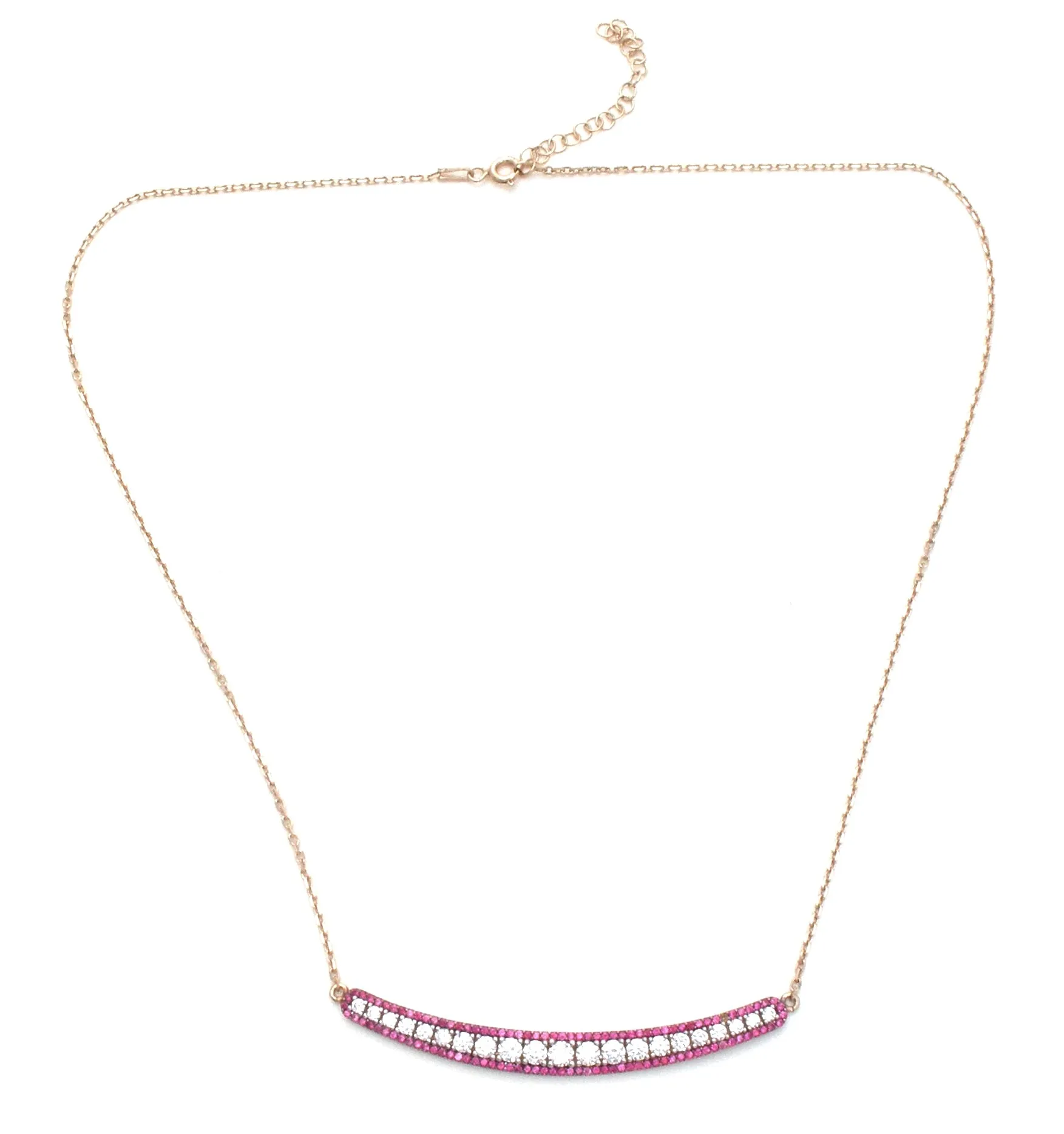 Pink & White Sapphire Vermeil 925 Necklace