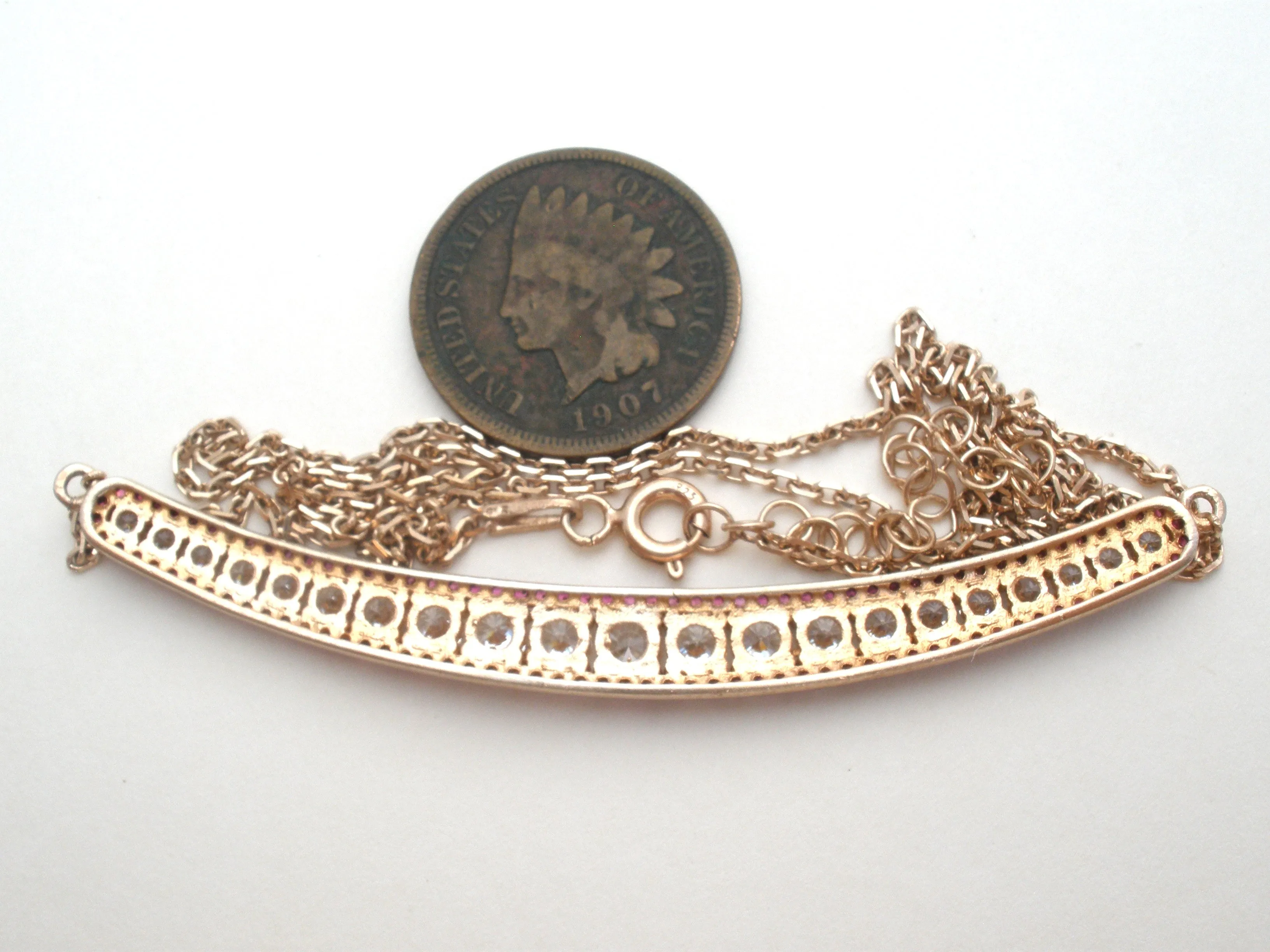 Pink & White Sapphire Vermeil 925 Necklace