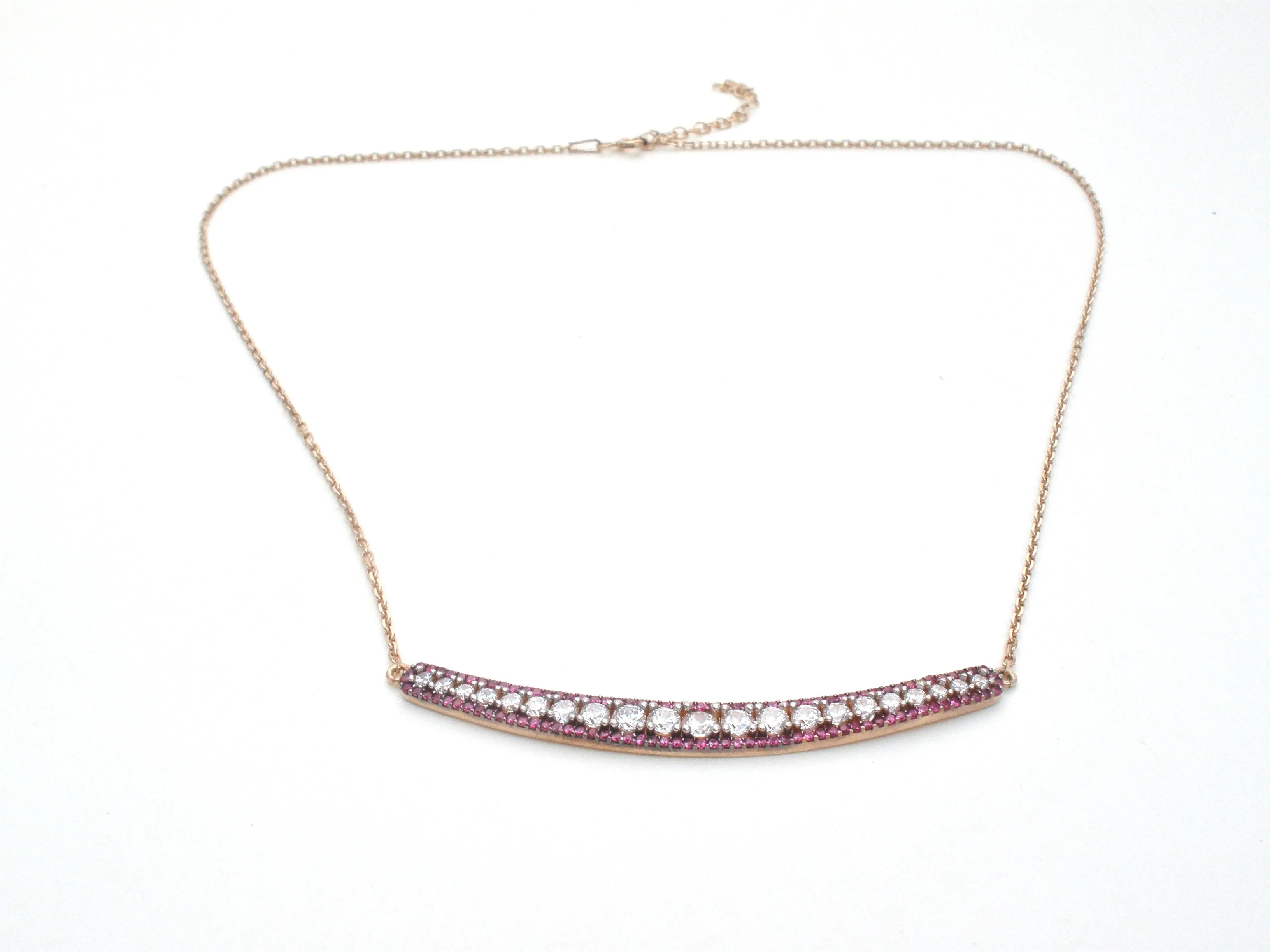 Pink & White Sapphire Vermeil 925 Necklace