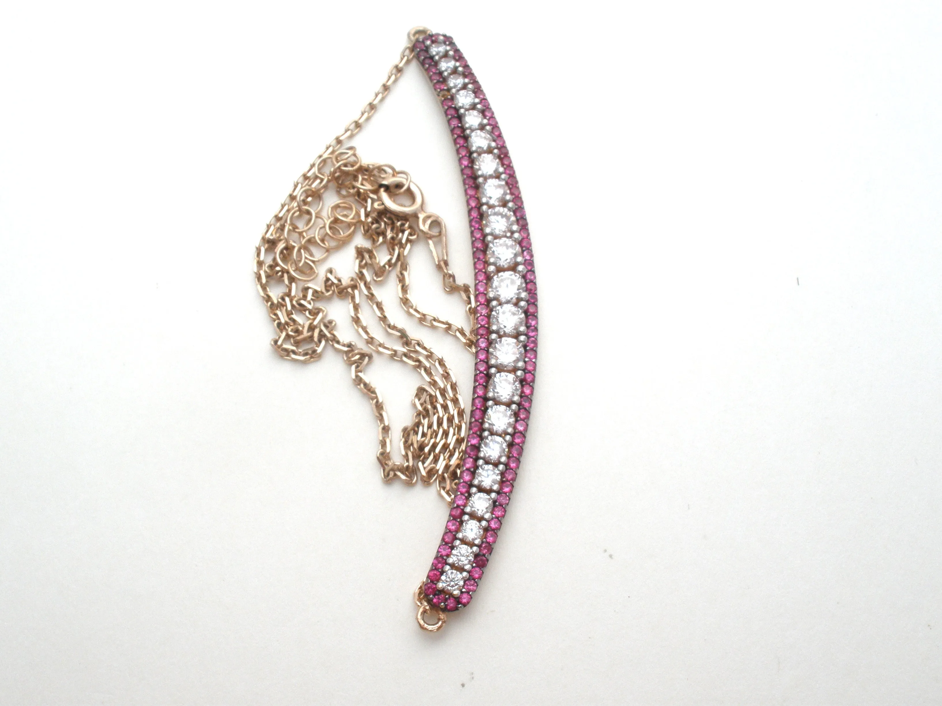 Pink & White Sapphire Vermeil 925 Necklace
