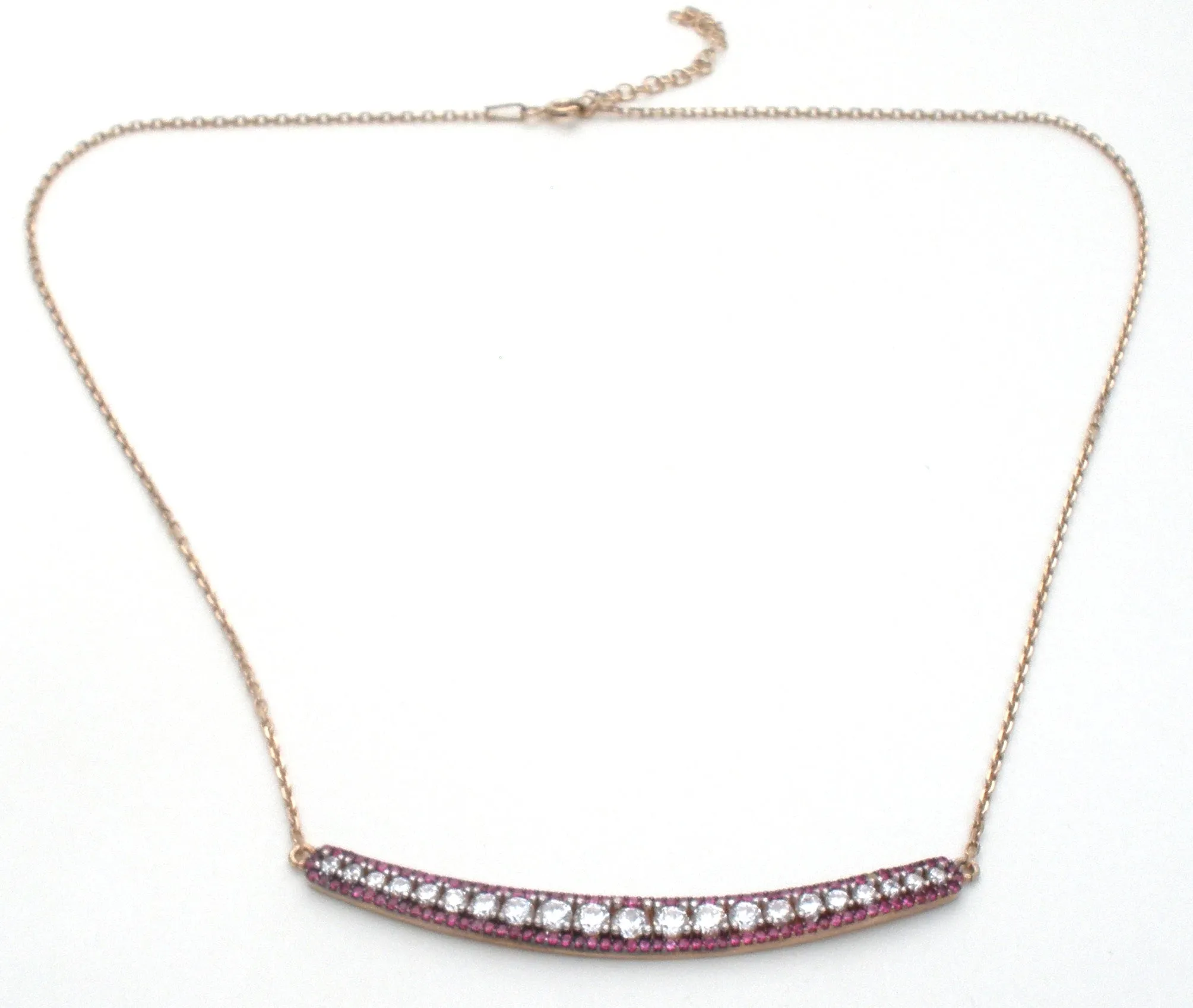Pink & White Sapphire Vermeil 925 Necklace