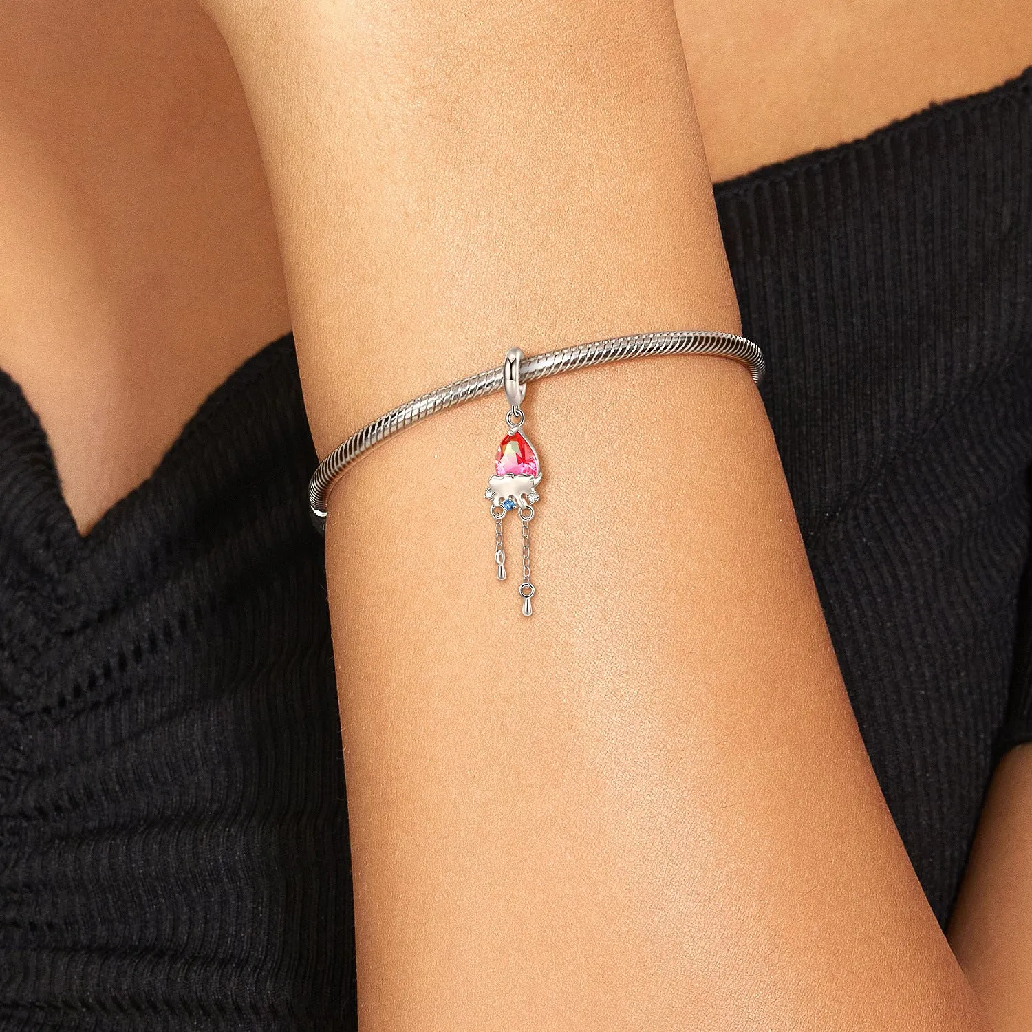 Pink Zircon Tassel Silver Pendant
