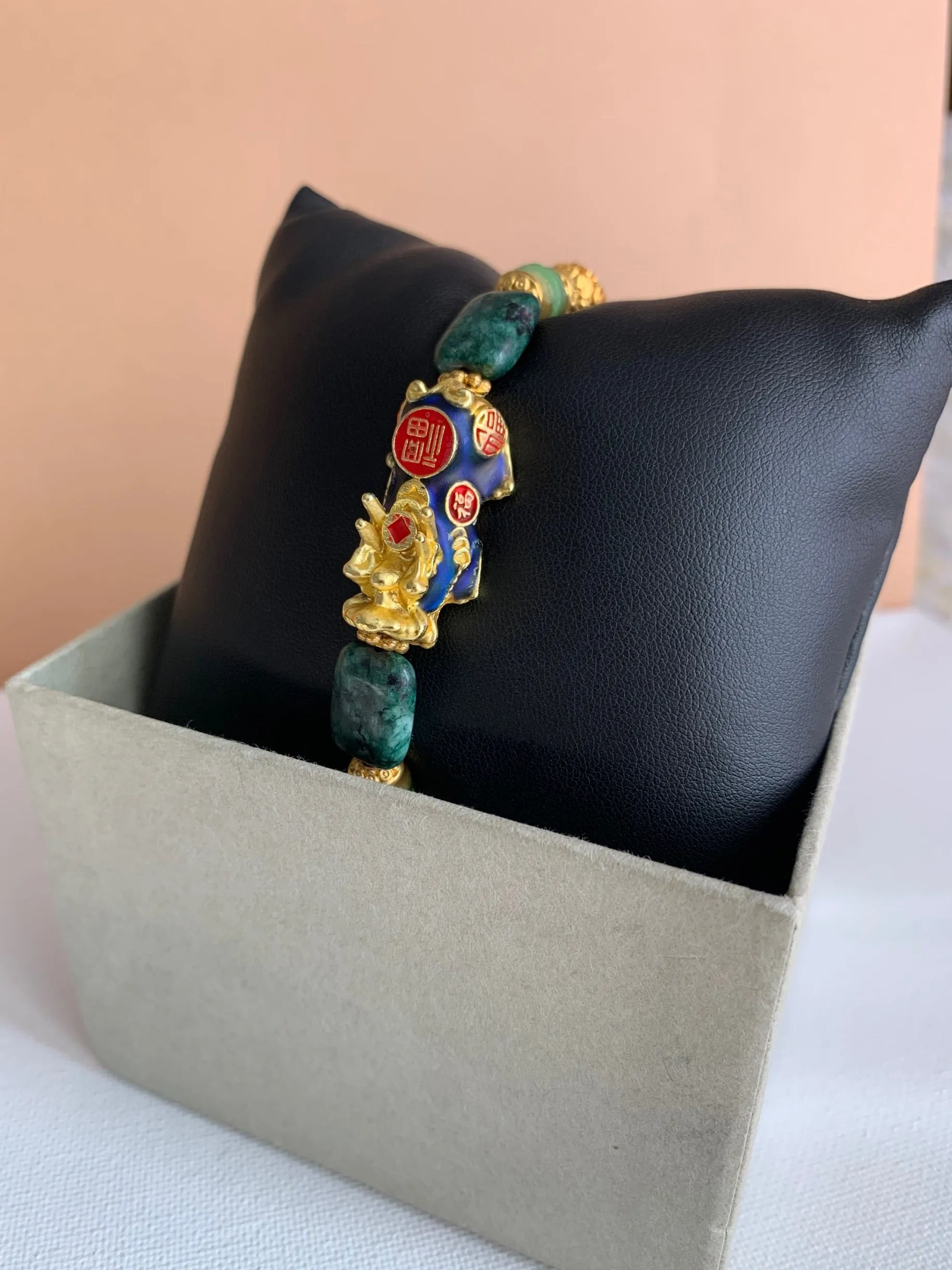Pixiu Dragon and African Jasper Bracelet