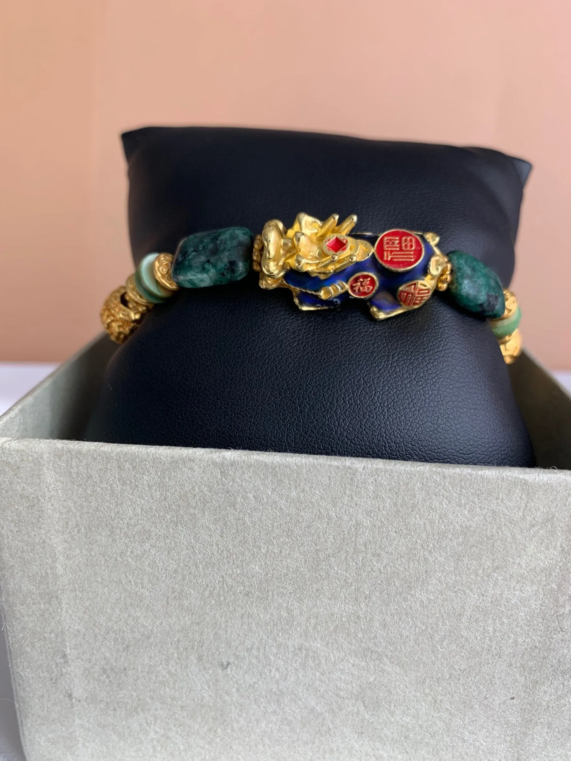 Pixiu Dragon and African Jasper Bracelet