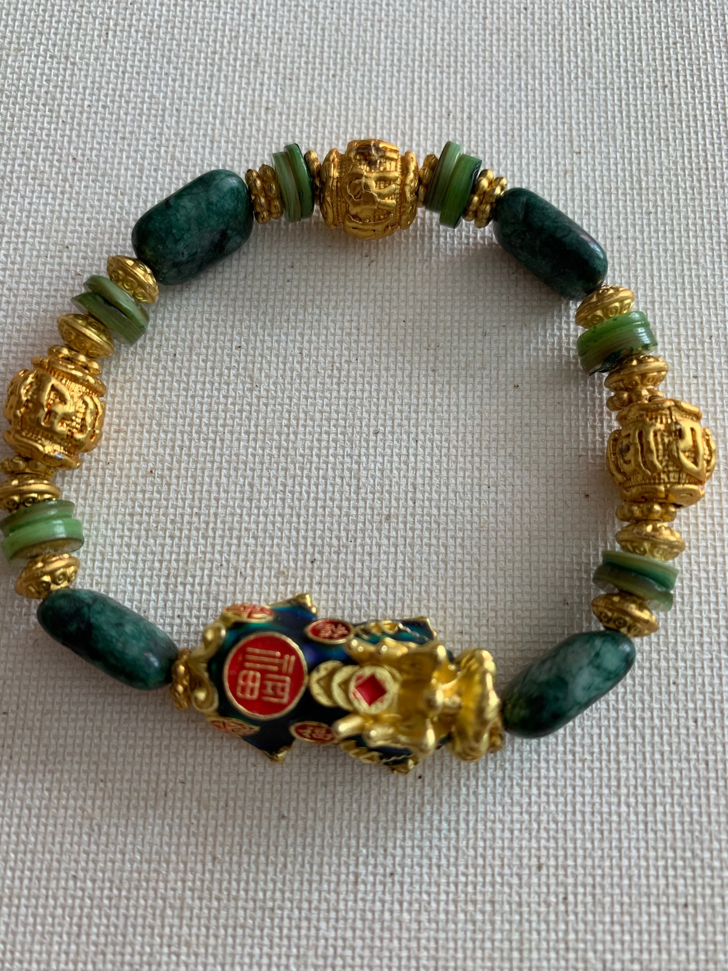 Pixiu Dragon and African Jasper Bracelet