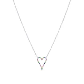 Prismatic Heart Rainbow Sapphire Necklace