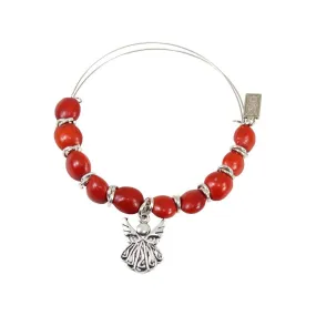 Protection Guardian Angel Charm Bangle/Bracelet for Women w/Huayruro Red Seed Beads