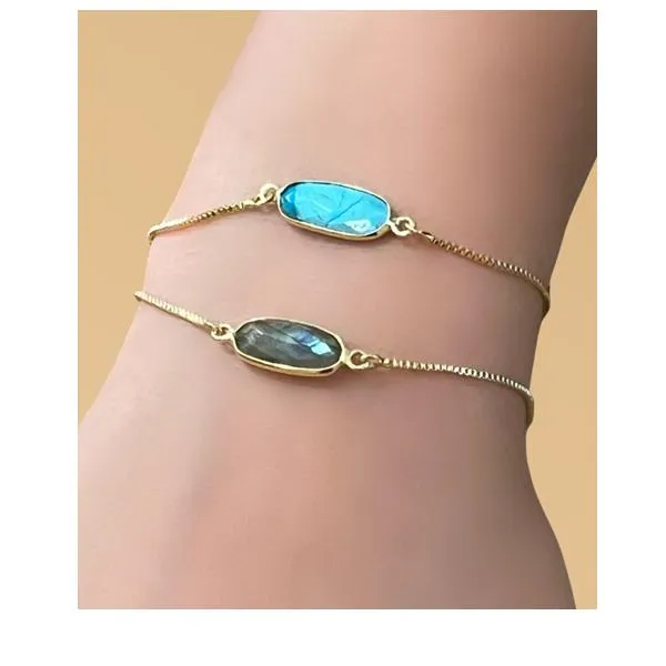 Pull Chain Bracelet With Turquoise Stone (PBT780TQ)