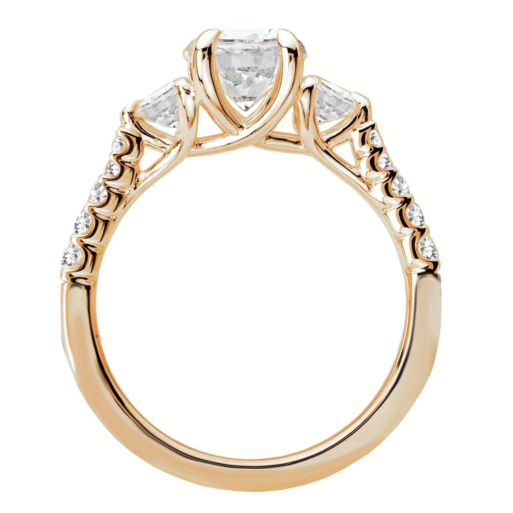 "The Raleigh" Three Stone Semi-Mount Diamond Ring