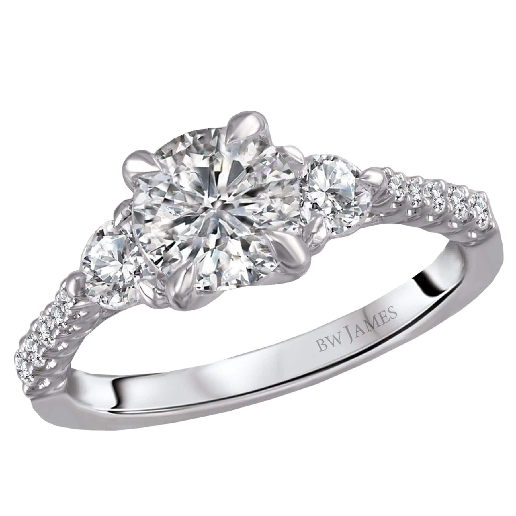 "The Raleigh" Three Stone Semi-Mount Diamond Ring