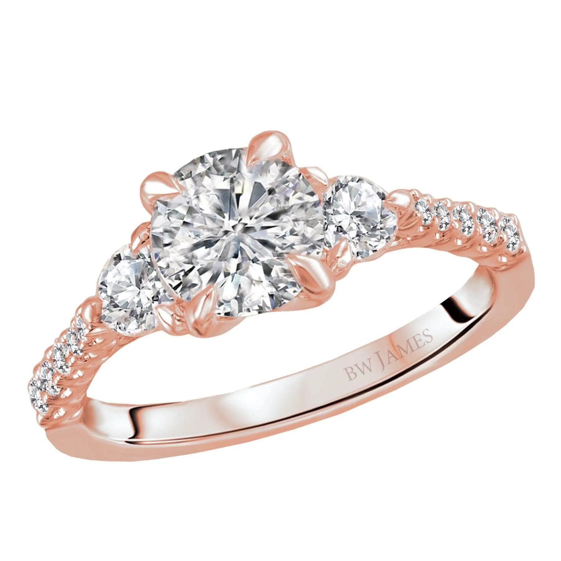 "The Raleigh" Three Stone Semi-Mount Diamond Ring