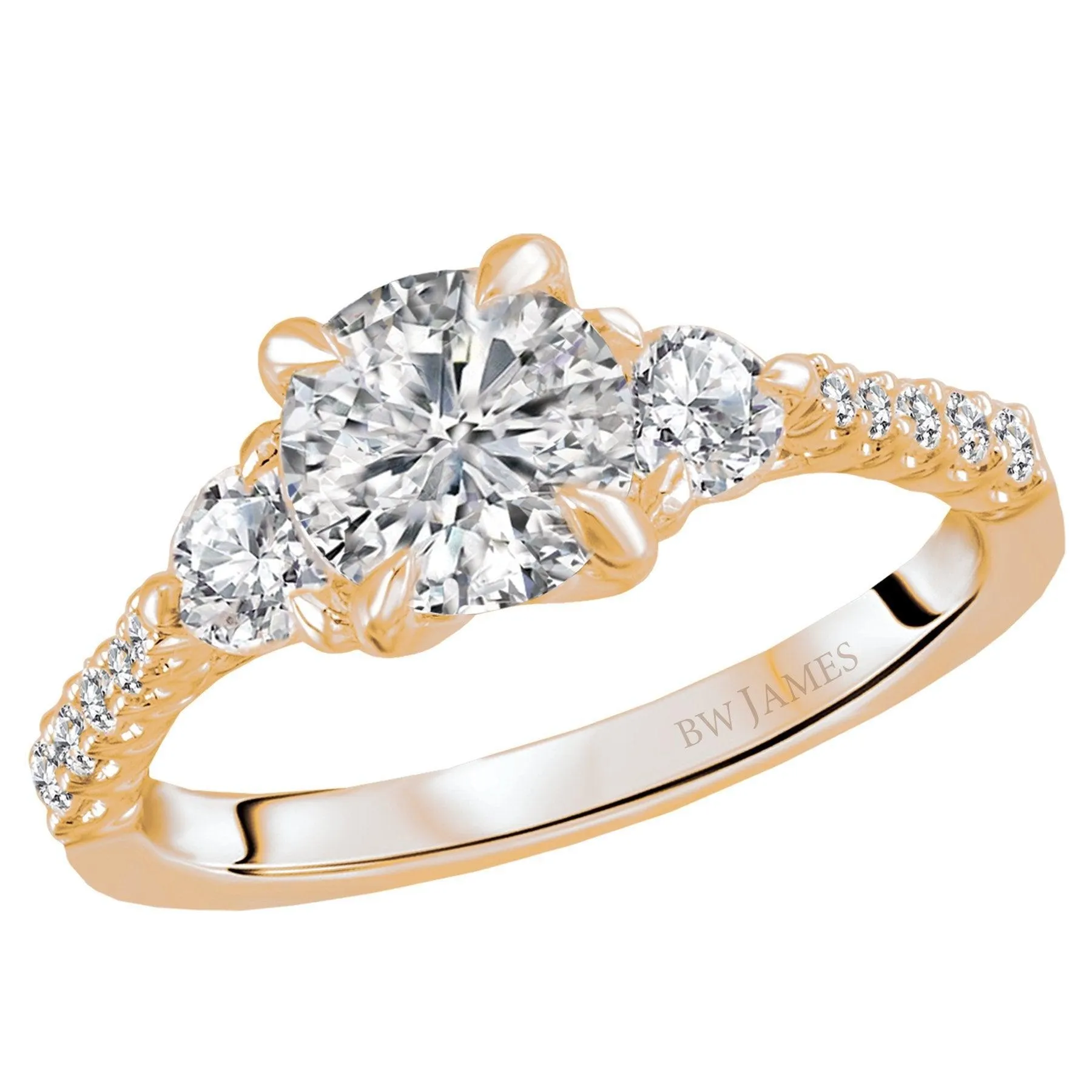 "The Raleigh" Three Stone Semi-Mount Diamond Ring