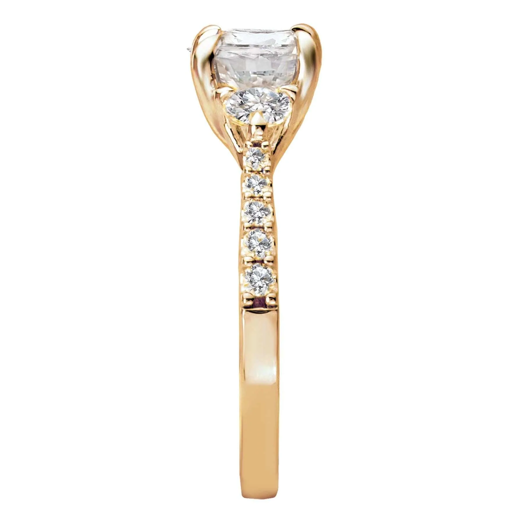 "The Raleigh" Three Stone Semi-Mount Diamond Ring