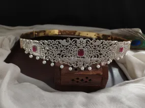 Real Pearl Dangling Zircon Hip Belt