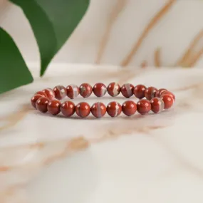 Real Red Jasper Beaded Elastic Bracelet – Healing Crystal Jewelry for Men & Women