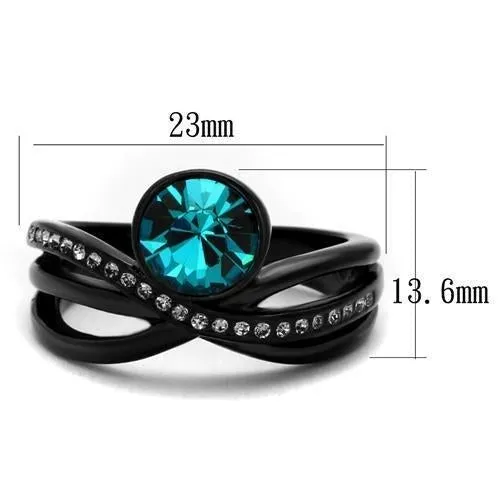 Ring Top GRD Crystal Blue Zircon TK2488 for Women Style Stainless
