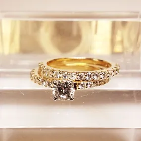 Round Engagement Ring & Matching Band Set
