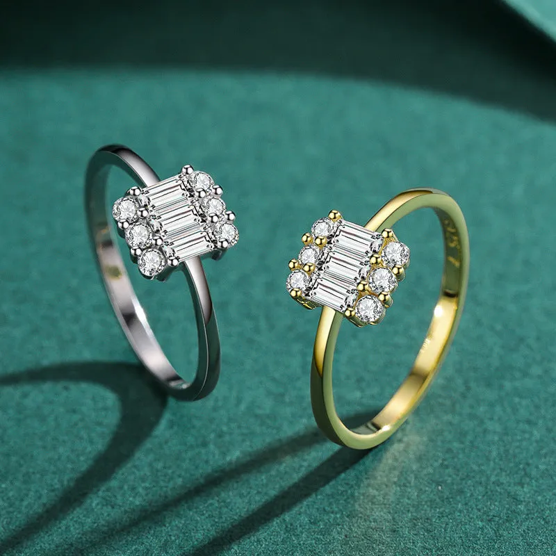 S925 Sterling Silver Zircon Loop Ring for Women, Trendy European and American Silver Jewelry
