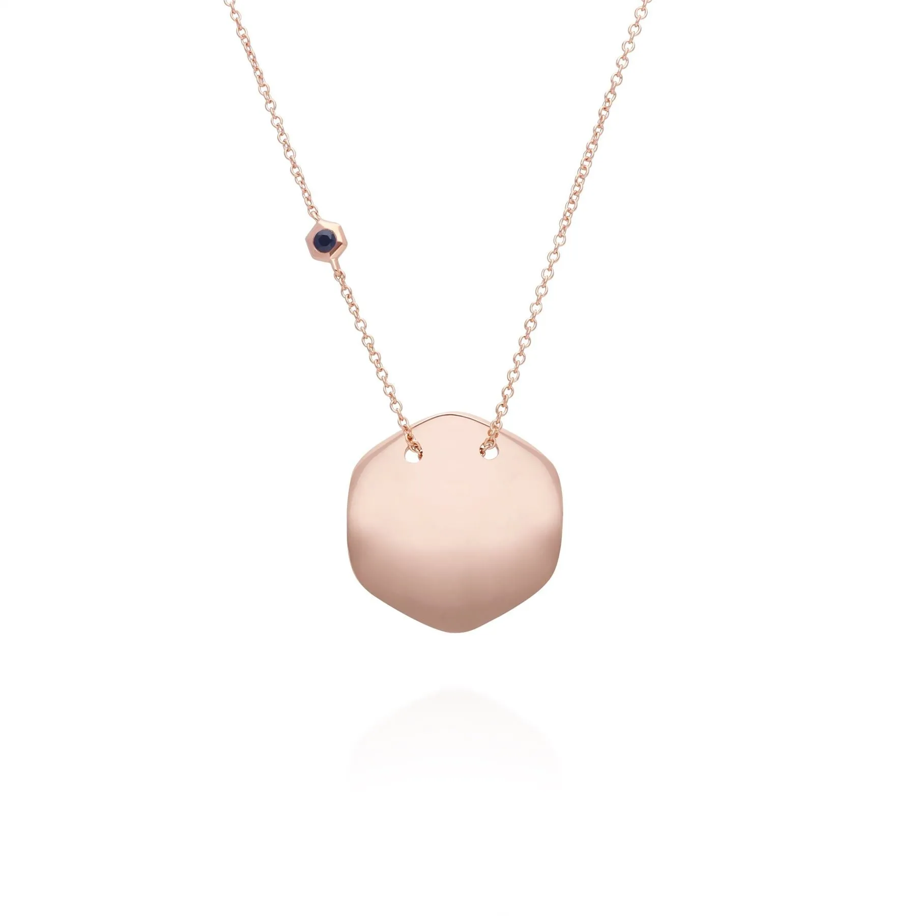 Saphir Gravur Halskette in Rose Vergoldetem Sterling Silber