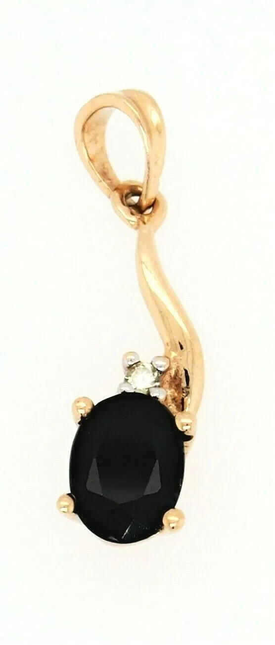Sapphire & Diamond 9ct Yellow Gold Pendant Fine Jewellery Gemstone Necklace