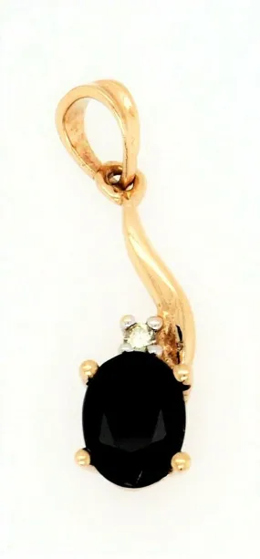 Sapphire & Diamond 9ct Yellow Gold Pendant Fine Jewellery Gemstone Necklace