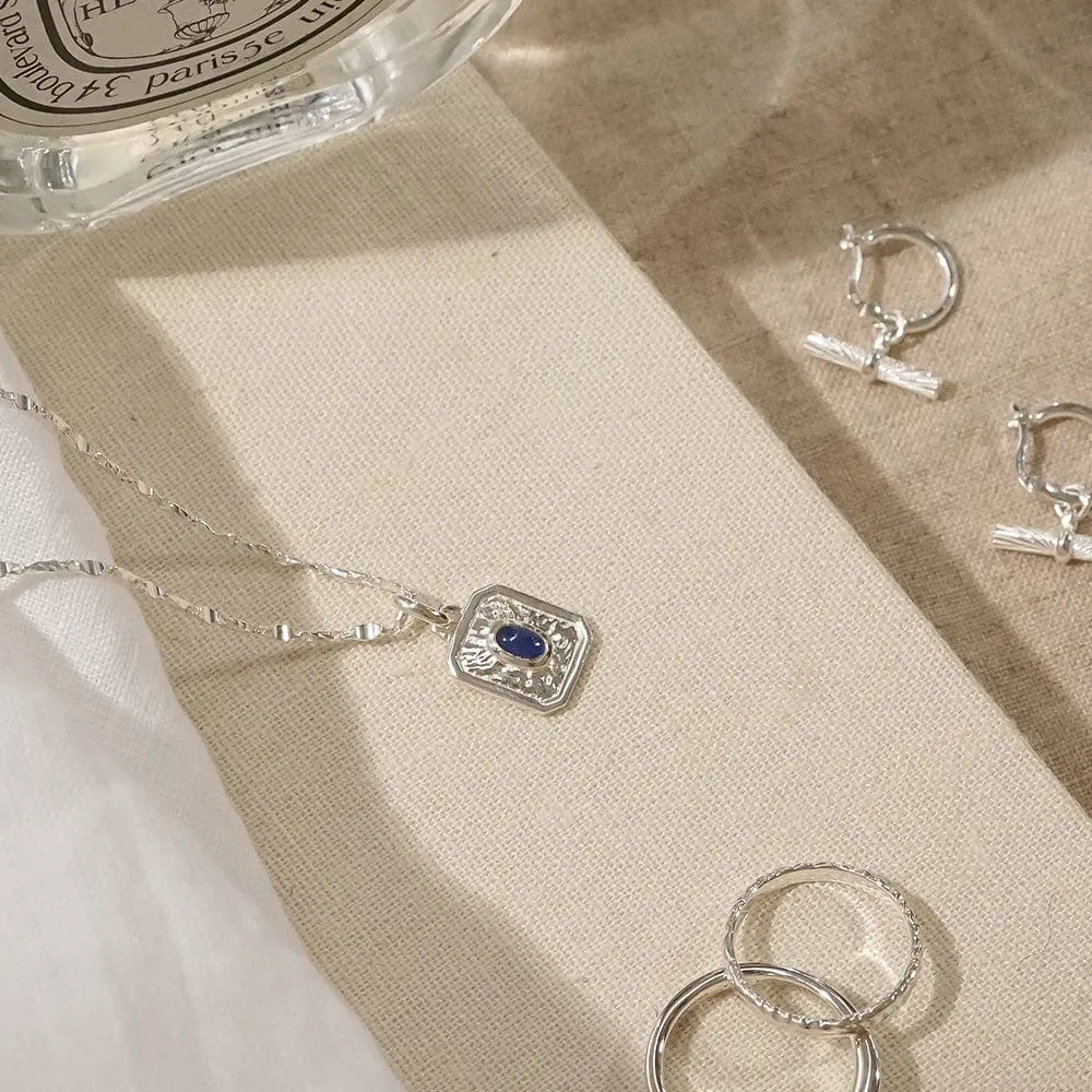 September Sapphire Birthstone Necklace Sterling Silver