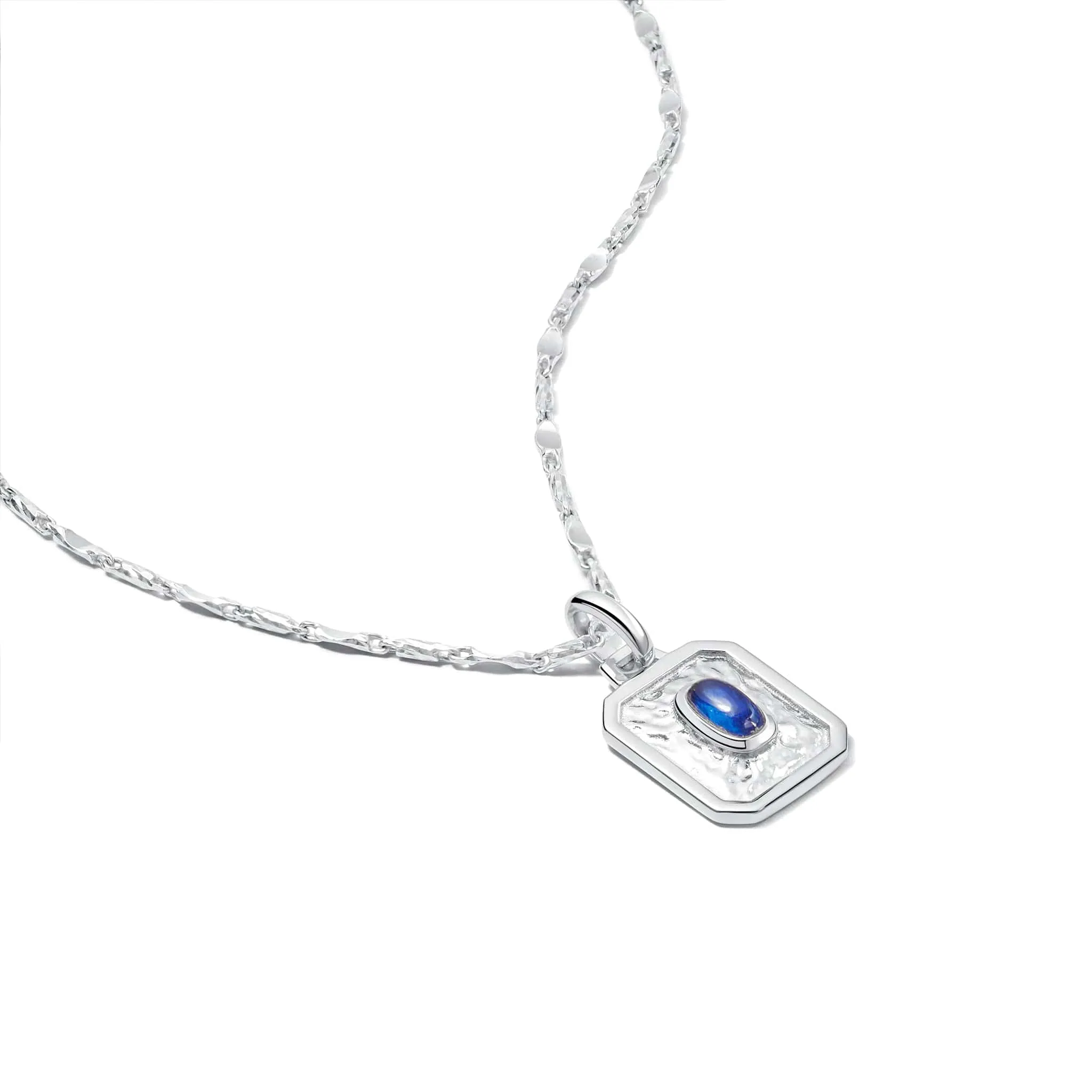 September Sapphire Birthstone Necklace Sterling Silver