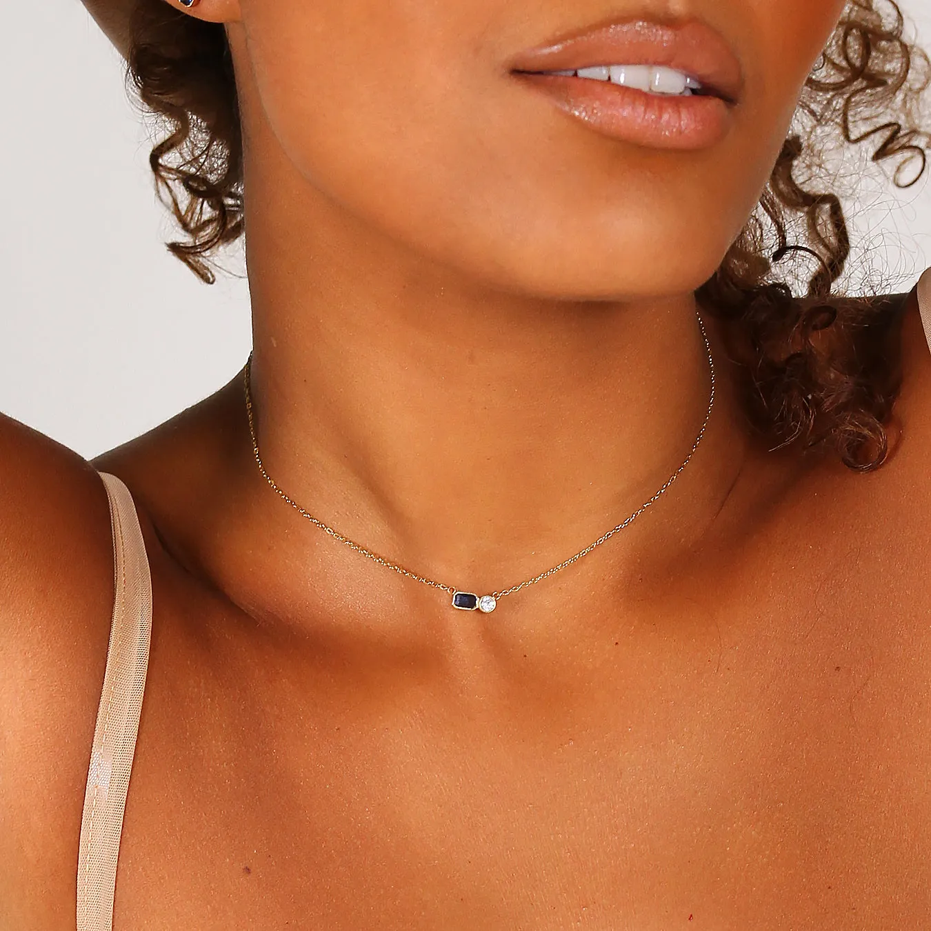 September Sapphire Birthstone Necklace - Yellow Gold