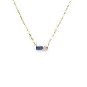 September Sapphire Birthstone Necklace - Yellow Gold