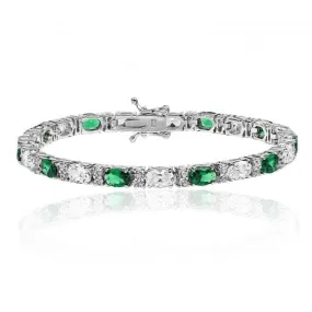 Silver & Co Emerald Oval Bracelet Cubic Zirconia Claws SBG0034EM