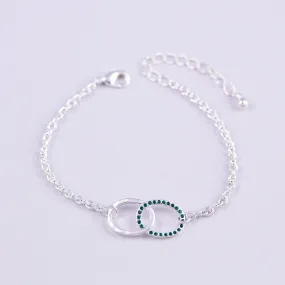 Silver Emerald May Birthstone Infinity Bracelet
