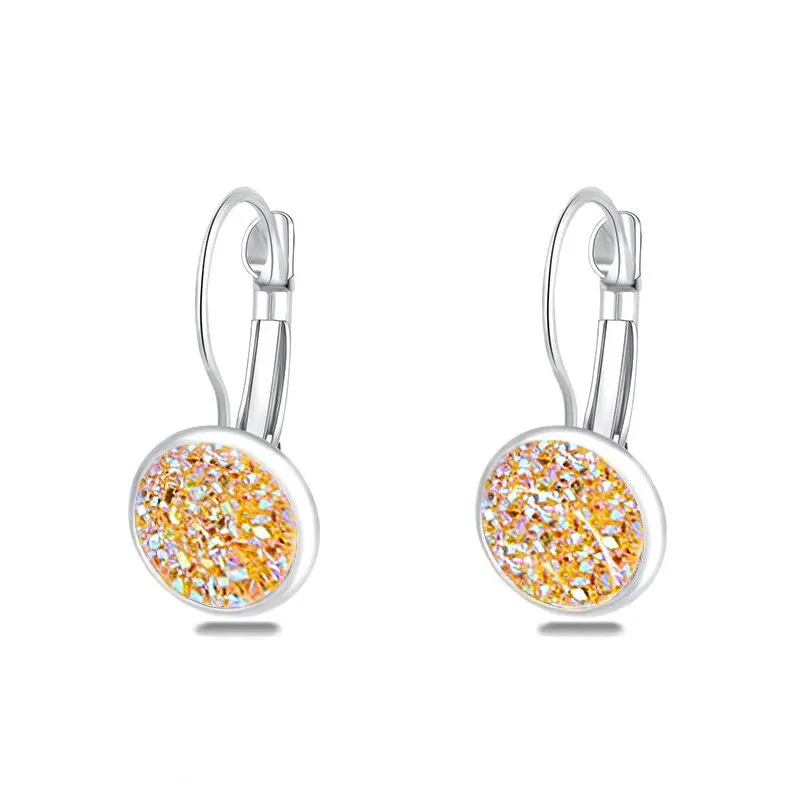 Simplee Korean Fashion Earrings with Round Stone for Women Silver Color Hanging Earing 2023 Trend Jewelry K-pop Accessories