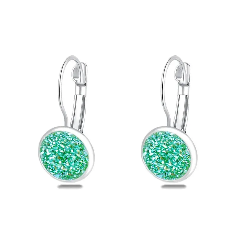 Simplee Korean Fashion Earrings with Round Stone for Women Silver Color Hanging Earing 2023 Trend Jewelry K-pop Accessories