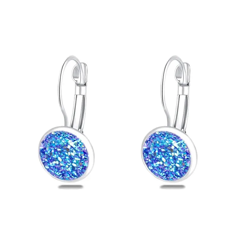 Simplee Korean Fashion Earrings with Round Stone for Women Silver Color Hanging Earing 2023 Trend Jewelry K-pop Accessories