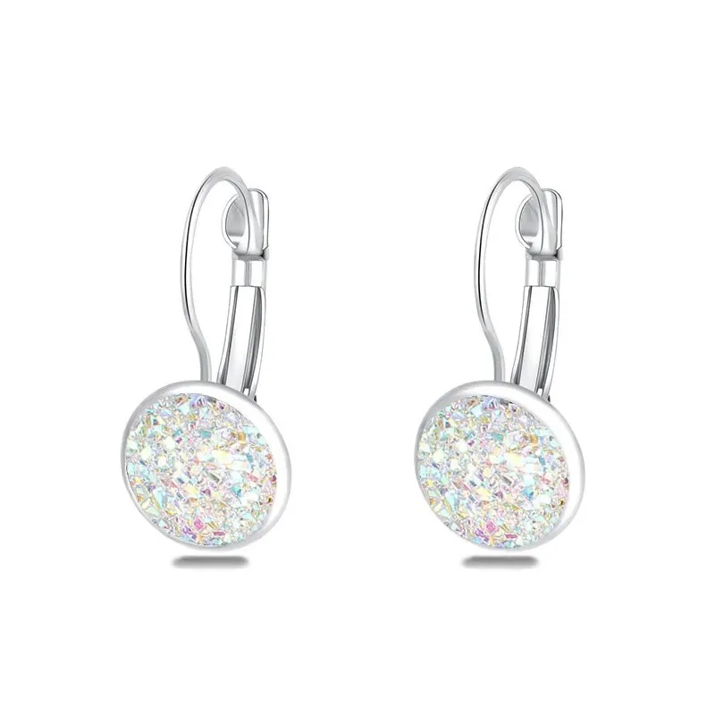 Simplee Korean Fashion Earrings with Round Stone for Women Silver Color Hanging Earing 2023 Trend Jewelry K-pop Accessories