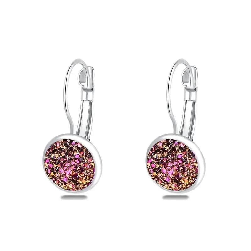 Simplee Korean Fashion Earrings with Round Stone for Women Silver Color Hanging Earing 2023 Trend Jewelry K-pop Accessories
