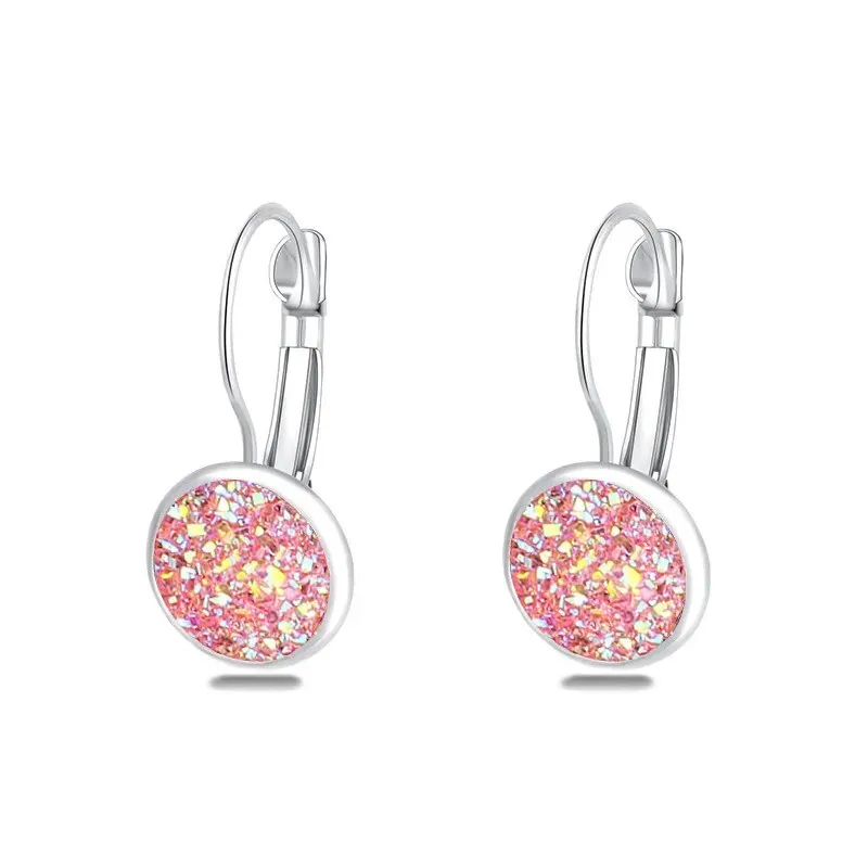 Simplee Korean Fashion Earrings with Round Stone for Women Silver Color Hanging Earing 2023 Trend Jewelry K-pop Accessories
