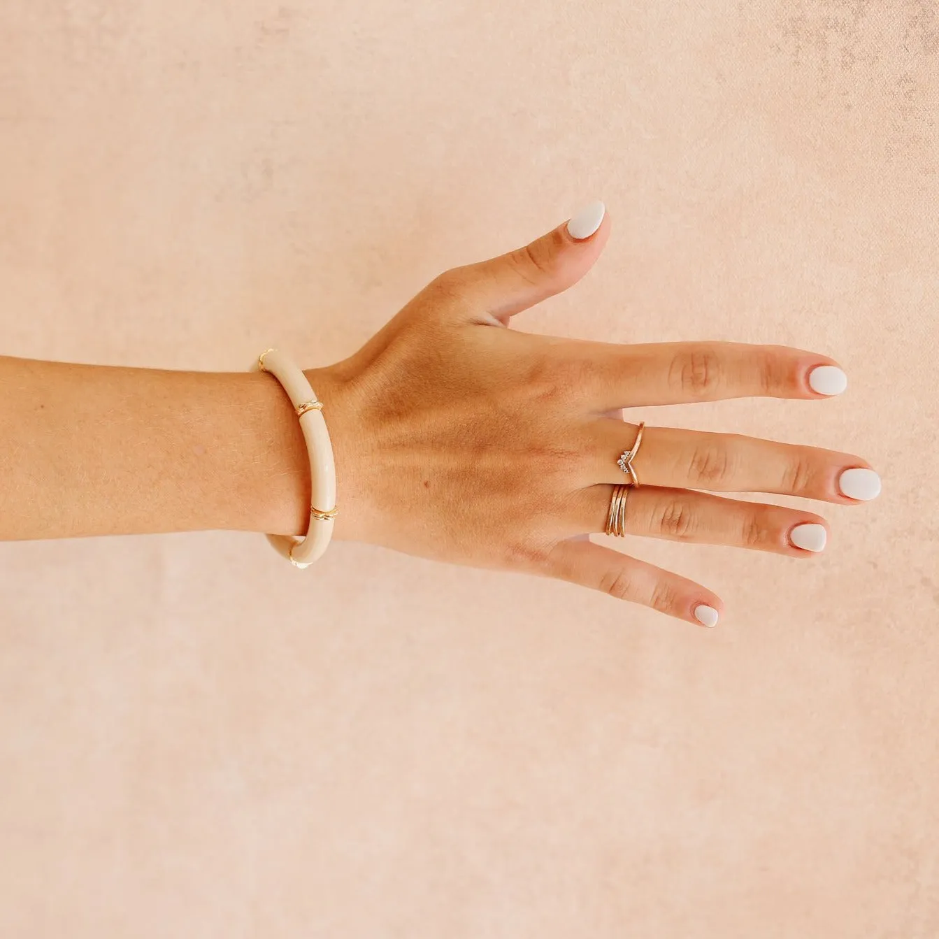 Skinny Acrylic Bamboo Bracelet: Beige