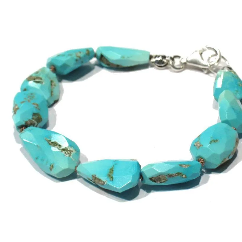 Sleeping Beauty Turquoise Bracelet with Sterling Silver Trigger Clasp
