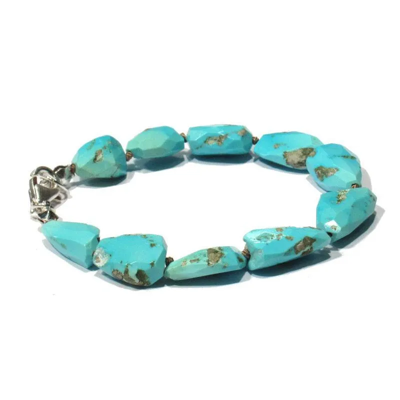 Sleeping Beauty Turquoise Bracelet with Sterling Silver Trigger Clasp