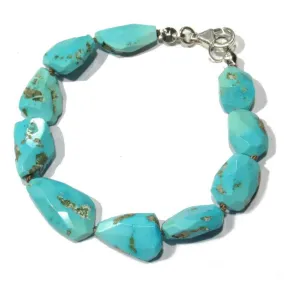 Sleeping Beauty Turquoise Bracelet with Sterling Silver Trigger Clasp