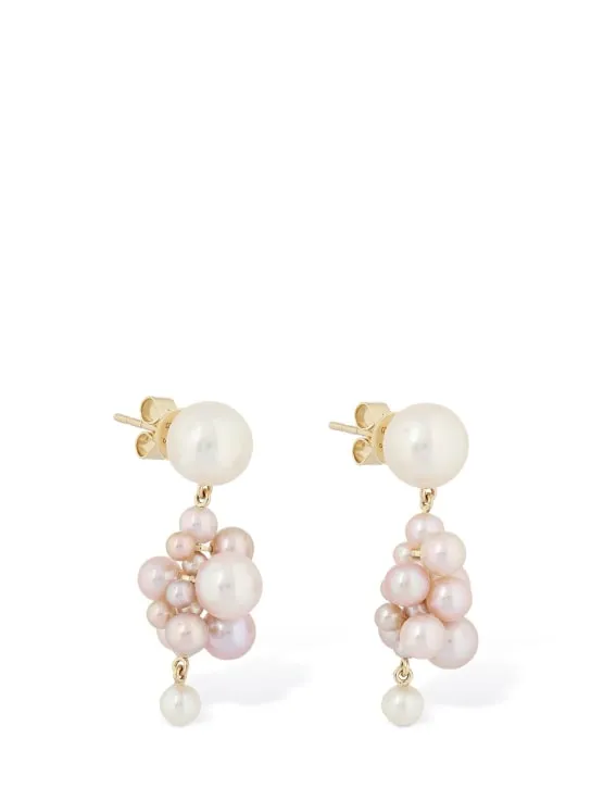 Sophie Bille Brahe   14kt &amp; Pearl Botticelli rose earrings 