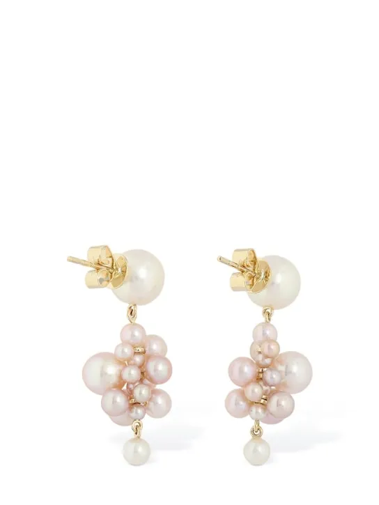Sophie Bille Brahe   14kt &amp; Pearl Botticelli rose earrings 